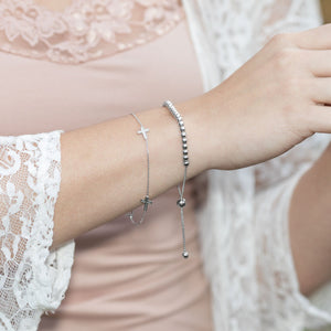 Rhodium Plated Round Bead Bolo Bracelet - SoMag2