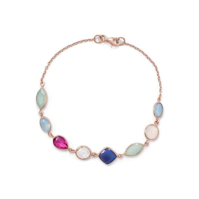 Rose Gold Plated Sterling Silver Multi Gemstone Bracelet - SoMag2