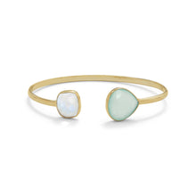 Load image into Gallery viewer, Rainbow Moonstone and Green Chalcedony Split Bangle - SoMag2