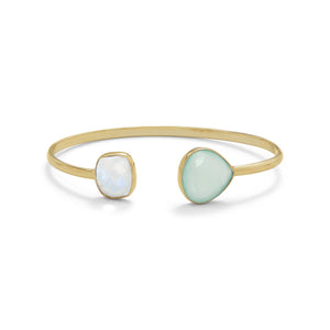 Rainbow Moonstone and Green Chalcedony Split Bangle - SoMag2