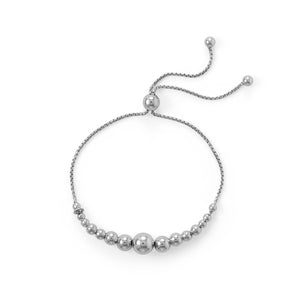 Rhodium Plated Graduated Bead Bolo Bracelet - SoMag2