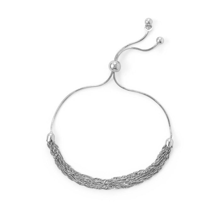 Rhodium Plated Six Strand Chain Bolo Bracelet - SoMag2