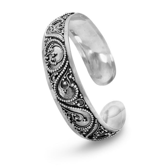 Silver Cuff Bracelet with Bead Filigree Design - SoMag2