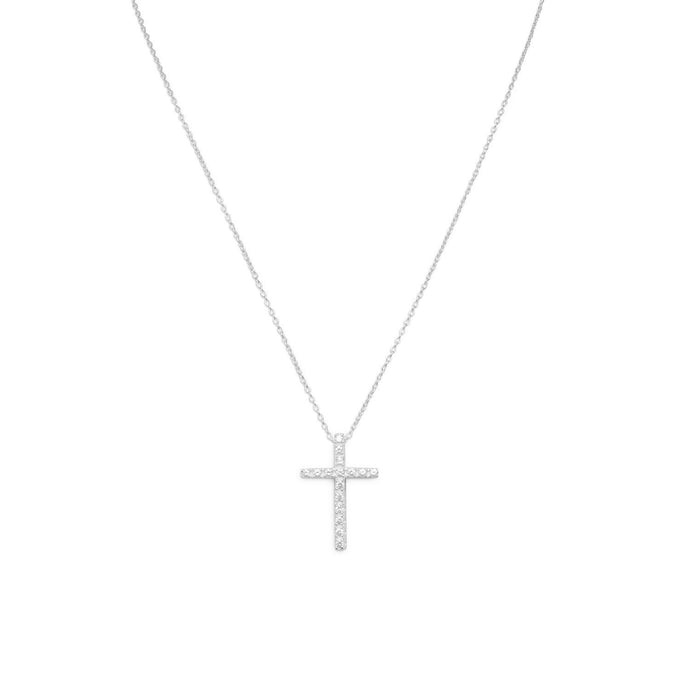 Sterling Silver Cubic Zirconia Cross Necklace - SoMag2