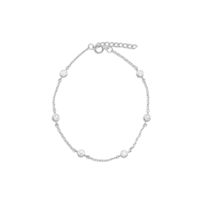 Extension Rhodium Plated Bezel Set CZ Anklet - SoMag2