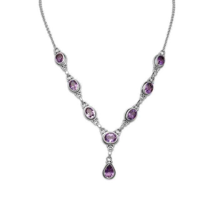 Extension Oval and Pear Shape Amethyst Necklace - SoMag2