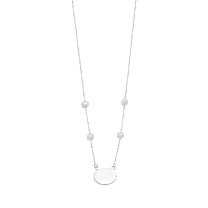 ID Tag Necklace with White Cultured Freshwater Pearls - SoMag2