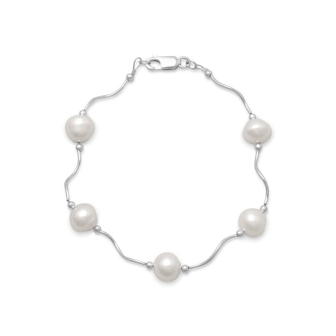 Wave Design Bracelet with Cultured Freshwater Pearls - SoMag2