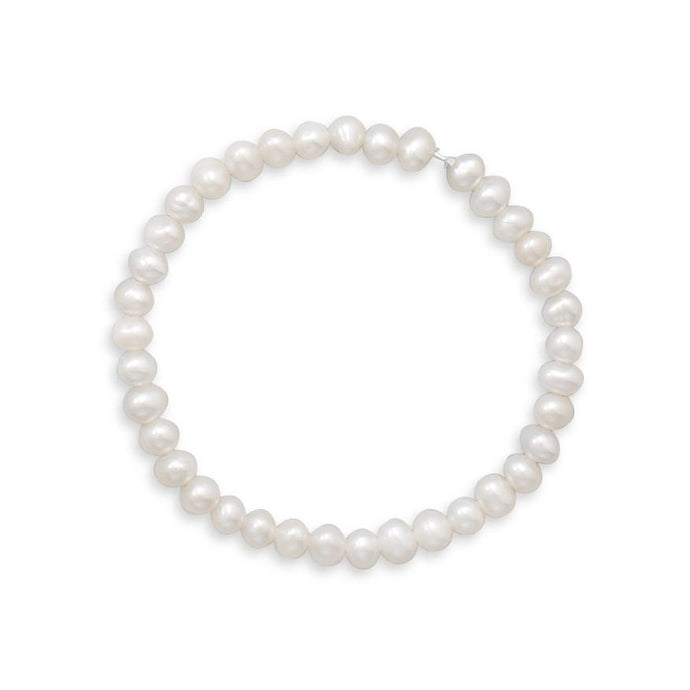 White Cultured Freshwater Pearl Stretch Bracelet - SoMag2