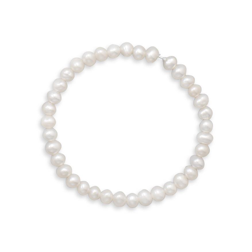 White Cultured Freshwater Pearl Stretch Bracelet - SoMag2