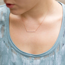 Load image into Gallery viewer, Rose Gold Plated CZ Bar Necklace - SoMag2