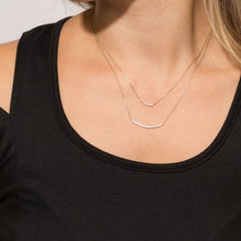 Load image into Gallery viewer, Gold Plated Double Strand Curved CZ Bar Necklace - SoMag2