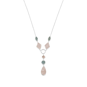 Sterling Silver Aquamarine and Rose Quartz Drop Necklace - SoMag2