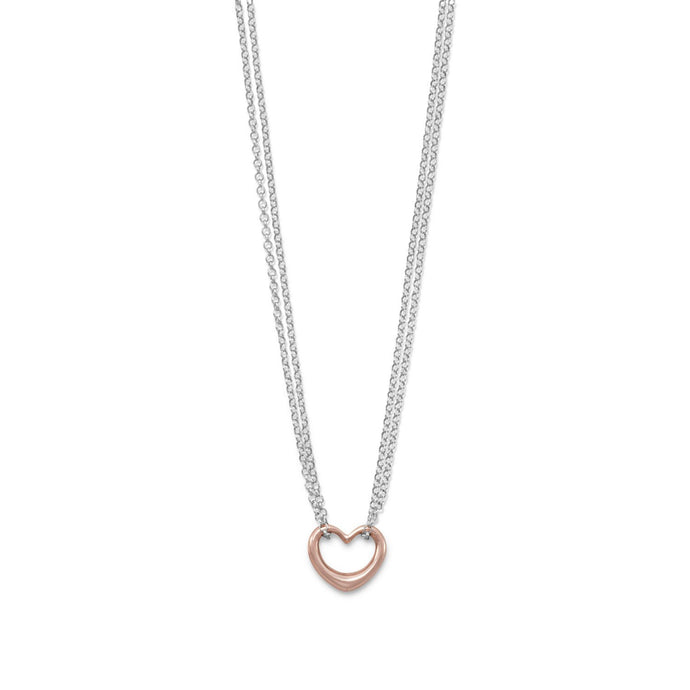 Italian Two Tone Double Strand Open Heart Necklace - SoMag2