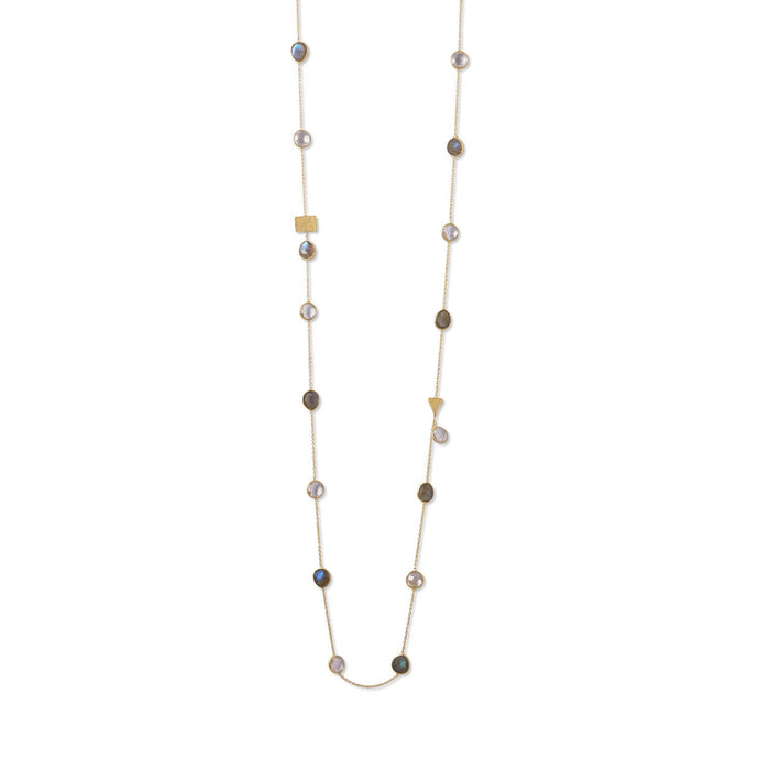Gold Plated Labradorite and Clear Quartz Endless Necklace - SoMag2