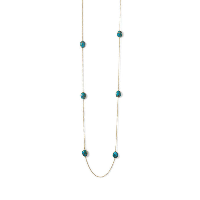 Gold Plated Turquoise Stone Endless Necklace - SoMag2