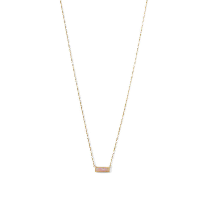 Mini Synthetic Pink Opal Bar Necklace - SoMag2