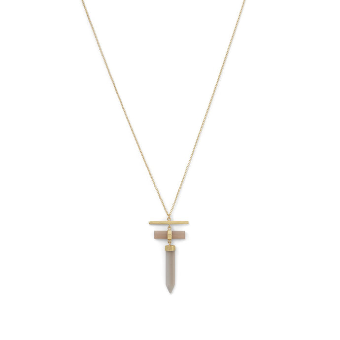 Pencil Cut Gray Moonstone Drop Necklace - SoMag2