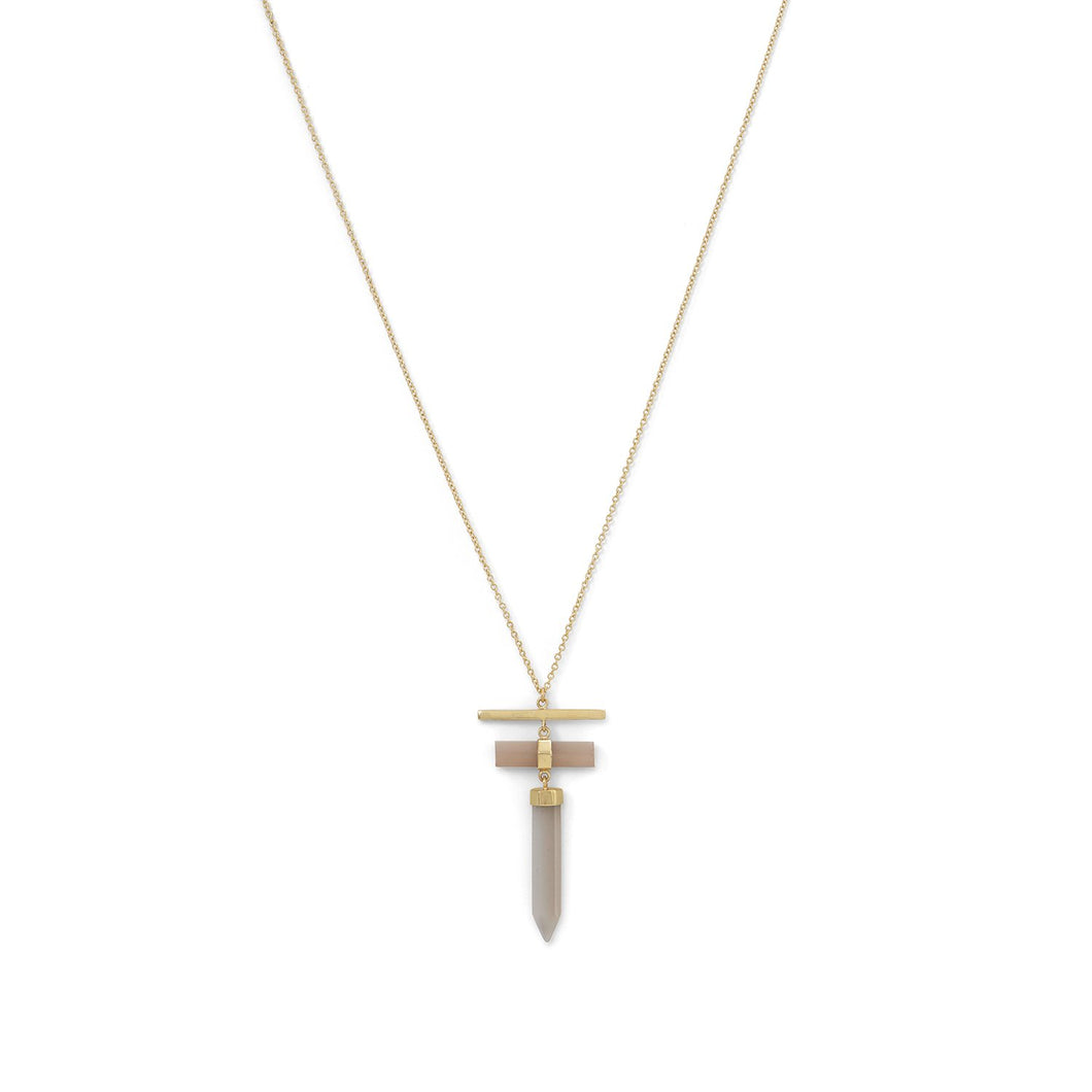 Pencil Cut Gray Moonstone Drop Necklace - SoMag2