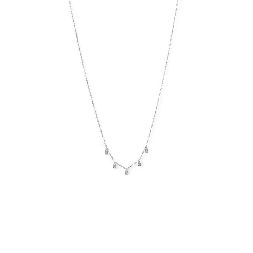 Rhodium Plated Dainty CZ Charm Necklace - SoMag2