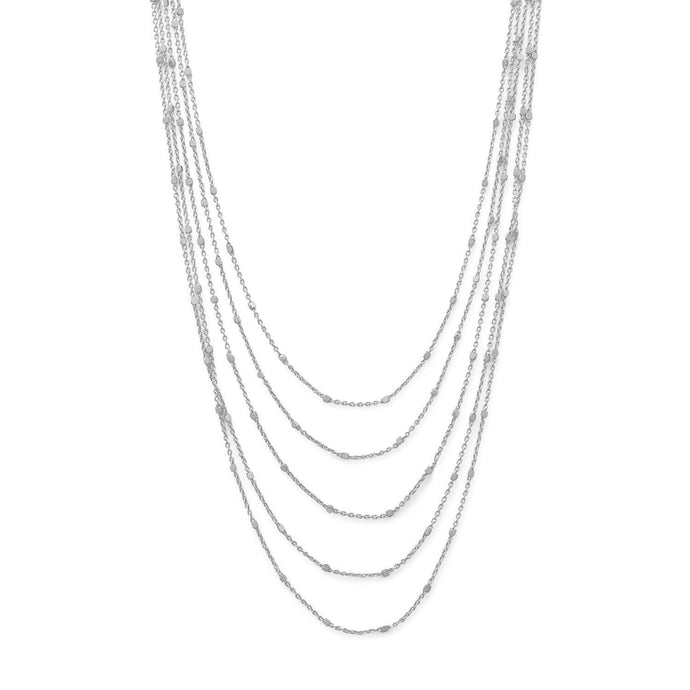 Rhodium Plated Five Strand Satellite Chain Necklace - SoMag2