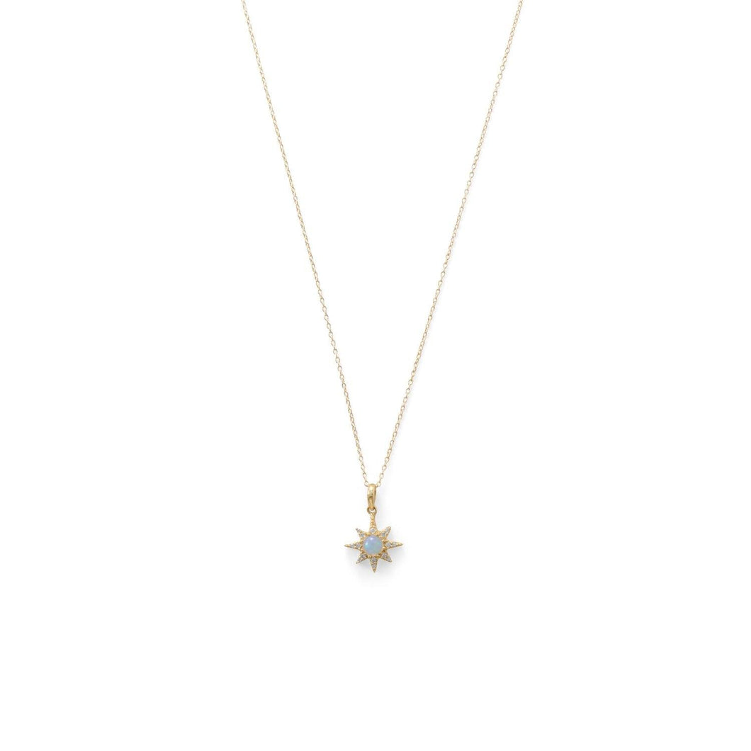 Gold Plated CZ Star and Synthetic Opal Necklace - SoMag2