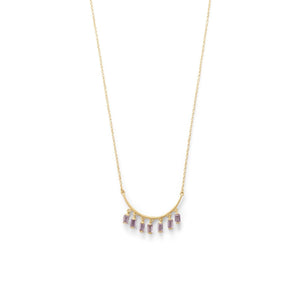 Curved Bar Amethyst Drop Necklace - SoMag2