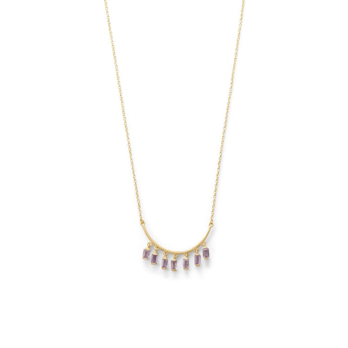 Curved Bar Amethyst Drop Necklace - SoMag2
