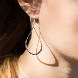 Hammered Pear Shape French Wire Earrings - SoMag2