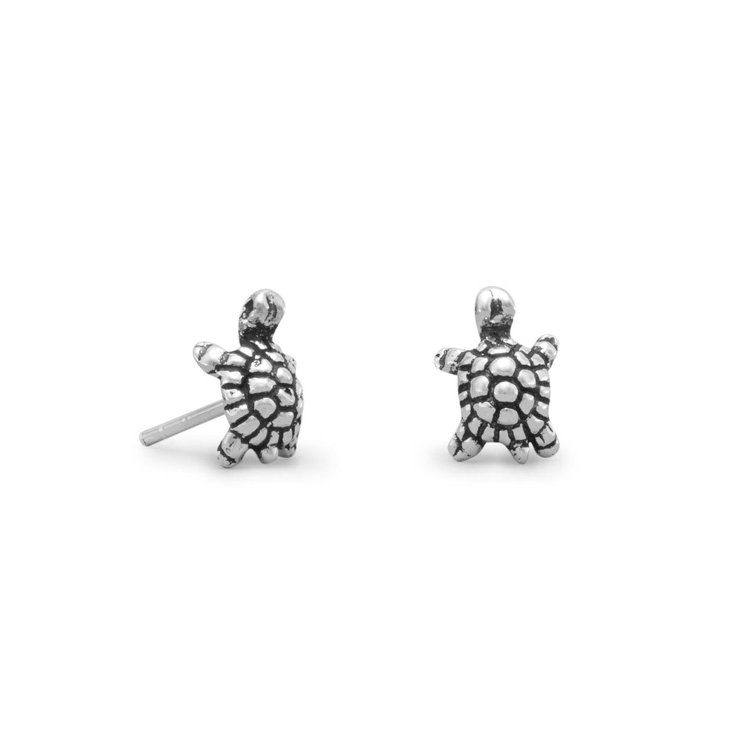 Oxidized Turtle Stud Earrings - SoMag2