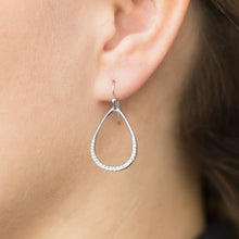 Load image into Gallery viewer, Rhodium Plated CZ Pear Drop Earrings - SoMag2
