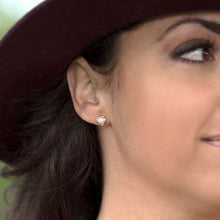 Load image into Gallery viewer, Round 14 Karat Rose Gold Plated CZ Stud Earrings - SoMag2