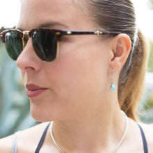 Load image into Gallery viewer, Rhodium Plated Pear Drop Larimar Earrings - SoMag2