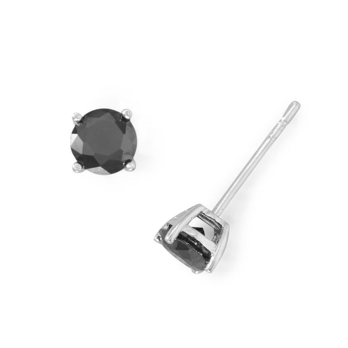 Rhodium Plated Black CZ Stud Earrings - SoMag2