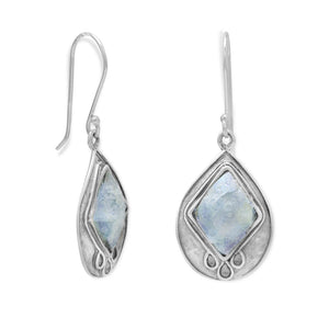 Textured Pear Ancient Roman Glass Earrings - SoMag2
