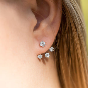 Rhodium Plated CZ Front Back Earrings - SoMag2