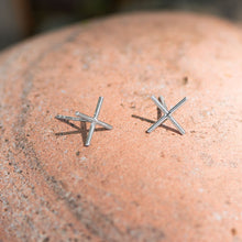 Load image into Gallery viewer, Rhodium Plated &#39;X&#39; Stud Earrings - SoMag2