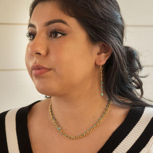 Gold Plated French Wire Earrings with Reconstituted Turquoise Beads - SoMag2