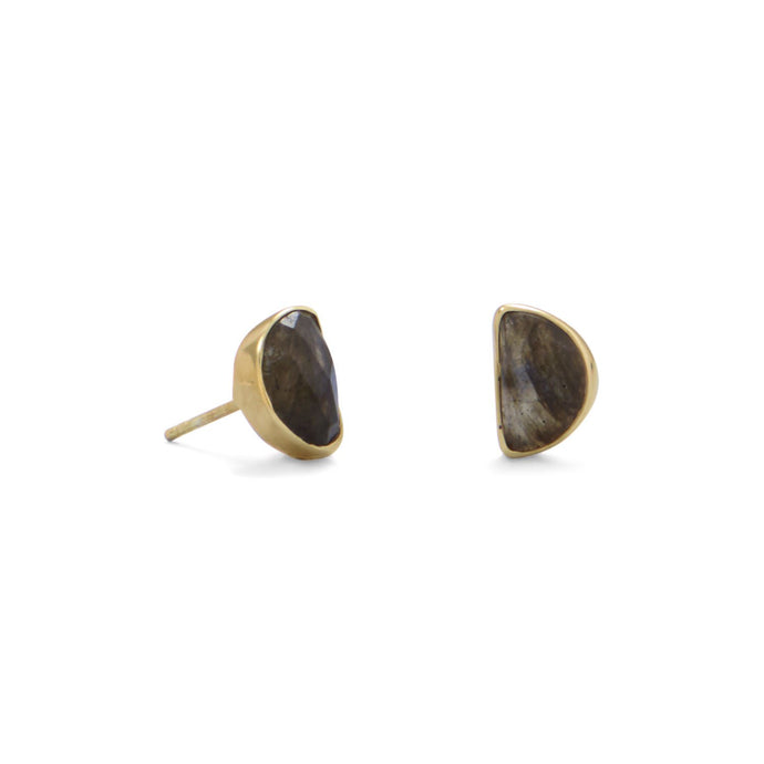 Gold Plated Half Moon Labradorite Studs - SoMag2