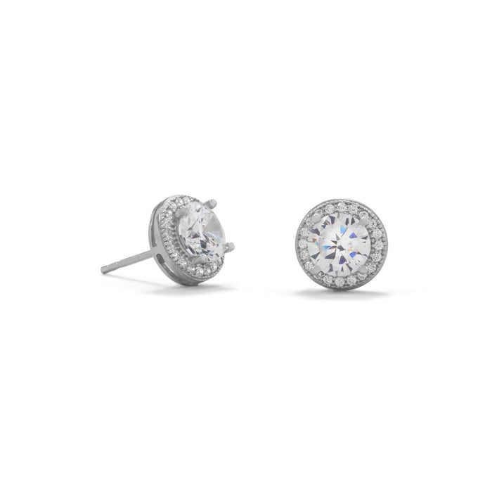Rhodium Plated Elegant 6.5mm CZ Studs - SoMag2