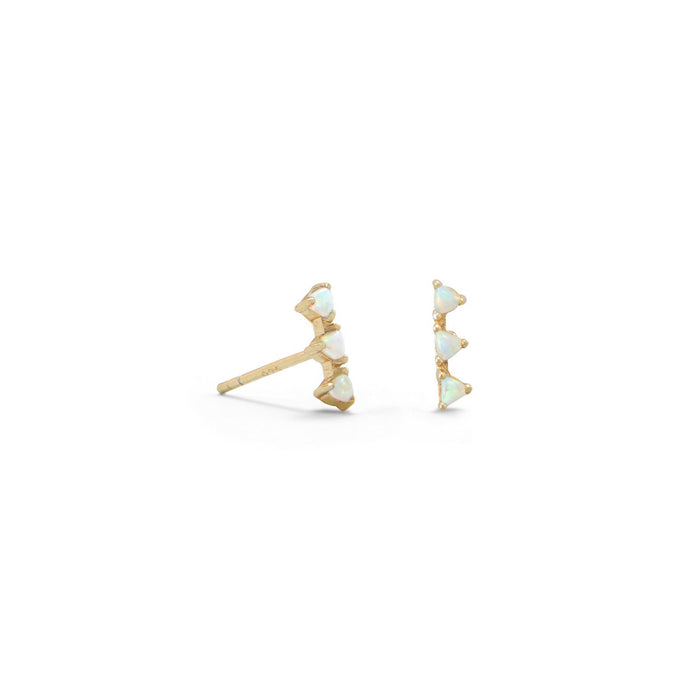 Mini Triangle Synthetic White Opal Studs - SoMag2