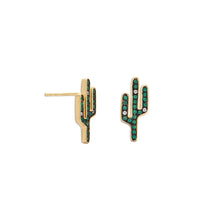 Load image into Gallery viewer, Gold Plated CZ Saguaro Cactus Stud Earrings - SoMag2
