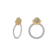 Load image into Gallery viewer, Two Tone CZ and Circle Drop Post Earrings - SoMag2