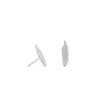 Load image into Gallery viewer, Rhodium Plated Feather Stud Earrings - SoMag2