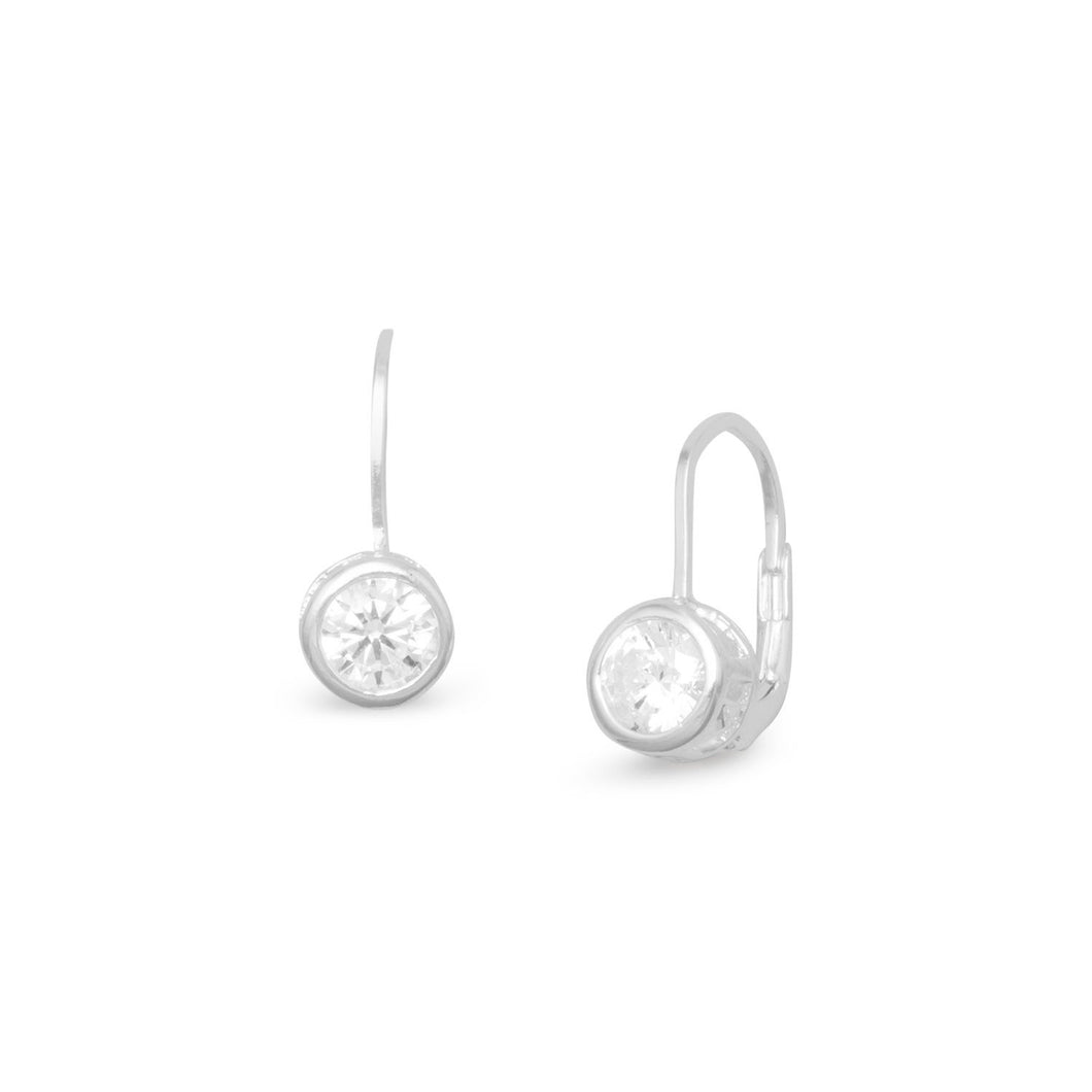 Silver Bezel CZ Lever Earrings - SoMag2