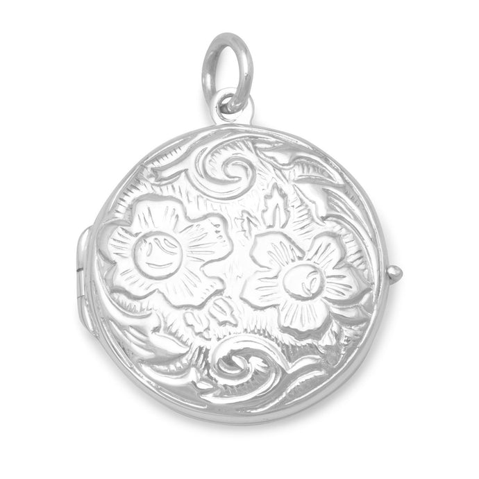 Round Floral Design Locket - SoMag2