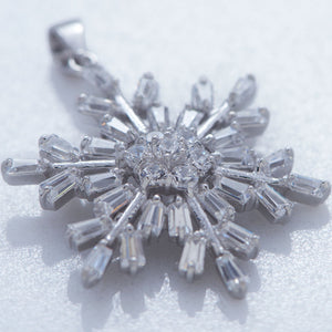 Rhodium Plated CZ Snowflake Pendant - SoMag2