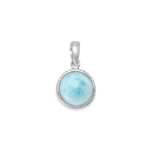 Load image into Gallery viewer, Rhodium Plated Round Larimar Pendant - SoMag2