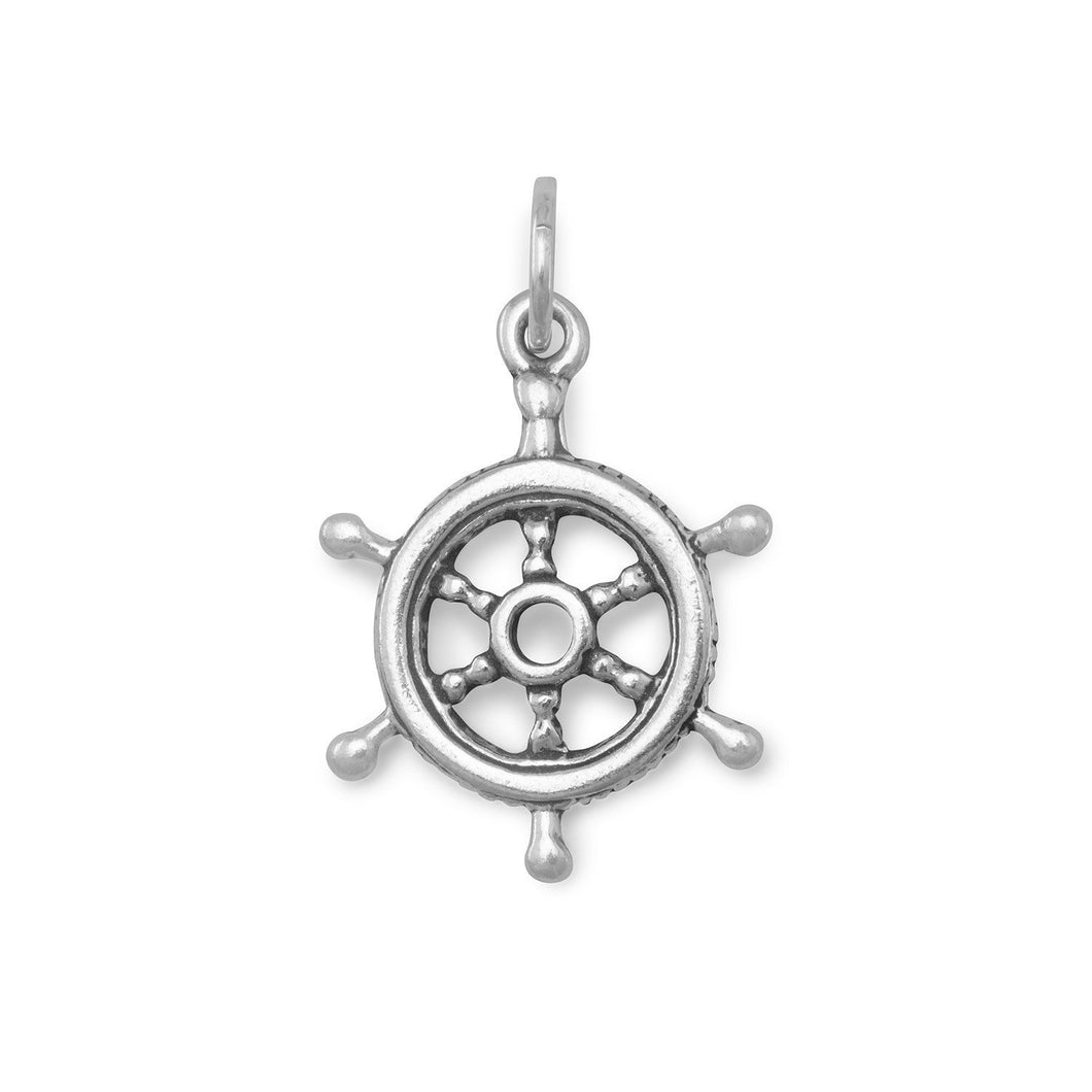 Oxidized Ship's Helm Charm - SoMag2
