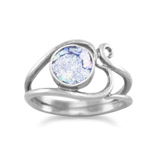 Load image into Gallery viewer, Oxidized Ancient Roman Glass Ring with Ornate Design - SoMag2